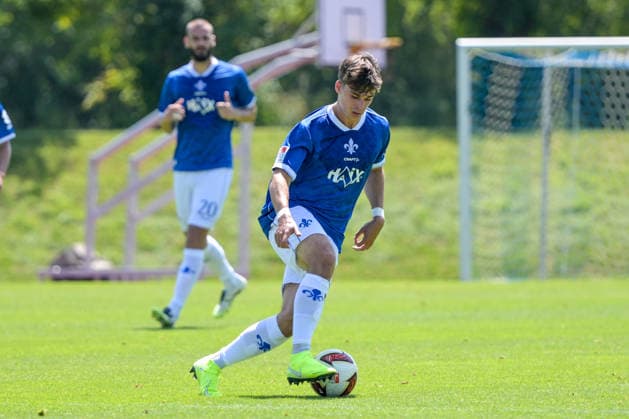25.07.2026, Bad Wörishofen, Deutschland. Testspiel des SV Darmstadt 98 (2. Bundesliga) gegen die SG Sonnenhof Großaspach (3. Liga). Noah Weißhaupt (SV Darmstadt 98) *** July 25, 2026, Bad Wörishofen, Germany: Friendly match between SV Darmstadt 98 (2. Bundesliga) and SG Sonnenhof Großaspach (3. Liga); Noah Weißhaupt, SV Darmstadt 98