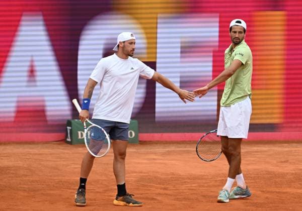RECORD DATE NOT STATED ATP, Tennis Herren 250 Estoril Open Tennis Tournament - Semifinals Doubles: Titouan Froguet Kyrian Jaquet (France) v Nuno Borges Francisco Cabral ESTORIL, LISBON, PORTUGAL - 25 JULY, 2026: Titouan Froguet Kyrian Jaquet (France) in action against Nuno Borges Francisco Cabral (Portugal) at the Doubles Semifinals at the ATP 250 Estoril Open played in the Clube de Tenis do Estoril. Estoril Lisbon Portugal *** ATP 250 Estoril Open Tennis Tournament Doubles Semifinals: Titouan Froguet and Kyrian Jaquet (France) vs. Nuno Borges and Francisco Cabral ESTORIL, LISBON, PORTUGAL JULY 25, 2026 Titouan Froguet and Kyrian Jaquet of France in action against Nuno Borges and Francisco Cabral of Portugal in the doubles semifinals at the ATP 250 Estoril Open, held at the Clube de Tenis do Estoril in Estoril, Lisbon, Portugal