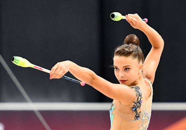 25.07.2026, xhbx, Turnen Rhythmische Sportgymnastik, Deutsche Meisterschaften 2026 v.l.Marie Decker (TV Dahn) Übung mit den Keulen (DFL DFB REGULATIONS PROHIBIT ANY USE OF PHOTOGRAPHS as IMAGE SEQUENCES and or QUASI-VIDEO) Hannover *** July 25, 2026, xhbx, Gymnastics, Rhythmic Gymnastics, 2026 German Championships by Marie Decker TV Dahn, club routine. DFL DFB REGULATIONS PROHIBIT ANY USE OF PHOTOGRAPHS as IMAGE SEQUENCES and or QUASI-VIDEO. Hanover