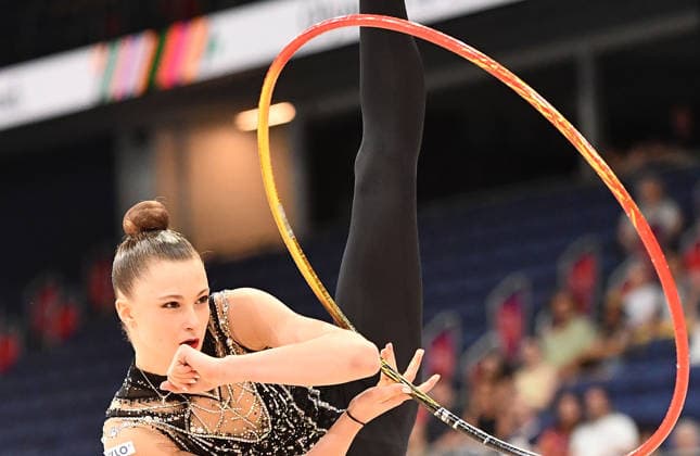 25.07.2026, xhbx, Turnen Rhythmische Sportgymnastik, Deutsche Meisterschaften 2026 v.l. Lada Pusch (Reifen) (DFL DFB REGULATIONS PROHIBIT ANY USE OF PHOTOGRAPHS as IMAGE SEQUENCES and or QUASI-VIDEO) Hannover *** July 25, 2026, xhbx, Gymnastics, Rhythmic Gymnastics, 2026 German Championships v l Lada Pusch, Hoop, DFL, DFB. REGULATIONS PROHIBIT ANY USE OF PHOTOGRAPHS AS IMAGE SEQUENCES AND OR QUASI-VIDEO. Hanover