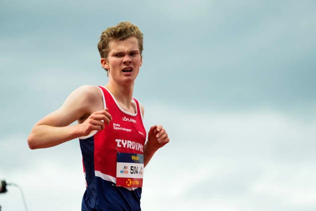 Norgesmesterskapet for friidrett 2026 Trondheim 20260725. Elias Haugen Torjussen fra Tyrving IL i ovelsen 10.000m menn under NM i friidrett pa Trondheim Stadion lordag. Foto: Beate Oma Dahle NTB Trondheim Norge EDITORIAL USE ONLY. RESTRICTED USE FOR BETTING COMPANIES Ref:_SPOcm-2v1F44Uw.jpg *** 2026 Norwegian Track and Field Championships, Trondheim, July 25, 2026: Elias Haugen Torjussen of Tyrving IL in the men’s 10,000-meter race at the Norwegian Track and Field Championships at Trondheim Stadium on Saturday. Photo: Beate Oma Dahle, NTB TrTrondheim, Norway EDITORIAL USE ONLY RESTRICTED USE FOR BETTING COMPANIES  Copyright: xBeatexOmaxDahlex xNTBx