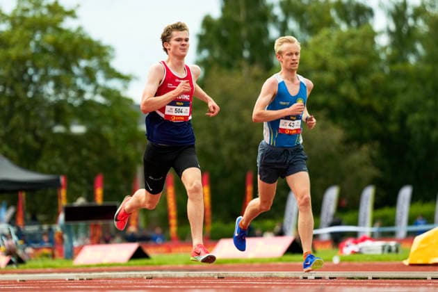 Norwegian Athletics Championships 2026 Trondheim 20260725. Elias Haugen Torjussen from Tyrving IL (left) and Endre Berg Leiren from Strindheim IL in the men s 10,000m event during the Norwegian National Championships in Athletics at Trondheim Stadium on Saturday. Photo: Beate Oma Dahle NTB Trondheim Norway EDITORIAL USE ONLY. RESTRICTED USE FOR BETTING COMPANIES Ref:_SPOmqvxc3X_6uQ.jpg *** 2026 Norwegian Athletics Championships, Trondheim, July 25, 2026: Elias Haugen Torjussen of Tyrving IL (left) and Endre Berg Leiren of Strindheim IL in the men’s 10,000m event during the Norwegian National Athletics Championships at Trondheim Stadium on Saturday. Photo: Beate Oma Dahle, NTB, Trondheim, Norway. EDITORIAL USE ONLY. RESTRICTED USE FOR BETTING COMPANIES.  Copyright: xBeatexOmaxDahlex xNTBx