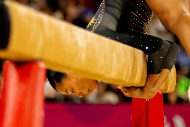 GLASGOW, SCOTLAND - JULY 25: Maria Tyesha VICENTE HUMPHRIES of Namibia on the balance beam during the Artistic Gymnastics Women’s Team Final and Individual Qualification at The Arena, Glasgow on July 25, 2026 in Glasgow, Scotland. (Photo by Claire Jeffrey Sports Press Photo)  Copyright: xClairexJeffreyx xSPPx Sportspressphoto_SPR196238