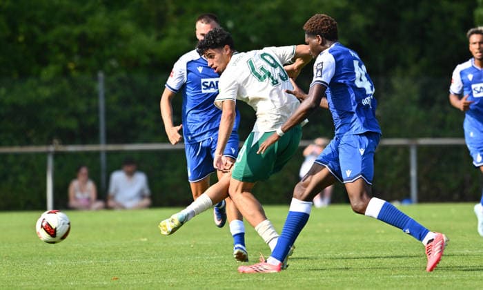 25.07.2026 - Fussball - Saison 2026 2027 - Testspiel Freundschaftsspiel Vorbereitungsspiel - TSG 1899 Hoffenheim - SpVgg Greuther Fürth ( Kleeblatt ) - - Sportfoto Zink - xwoxzix - regulations prohibit any use of photographs as image sequences and or quasi-video - only for editorial use - Omar Megeed (49, SpVgg Greuther Fürth ) Maxime Ndong Penda (42, TSG 1899 Hoffenheim ) *** July 25, 2026 Soccer Season 2026–2027 Exhibition Match Friendly Match Preseason Match TSG 1899 Hoffenheim SpVgg Greuther Fürth Kleeblatt Sports Photo Zink xwoxzix Regulations prohibit any use of photographs as image sequences and or quasi-video For editorial use only. Omar Megeed, 49, SpVgg Greuther Fürth; Maxime Ndong Penda, 42, TSG 1899 Hoffenheim