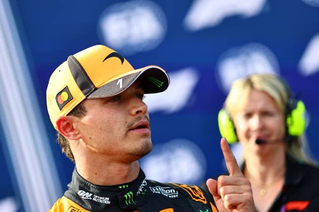 F1 Grand Prix of Hungary - Qualifying MOGYOROD, HUNGARY - JULY 25: Lando Norris of McLaren F1 celebrates after taking the first place in the qualifying tour ahead of the 2026 Formula 1 Hungarian Grand Prix at the Hungaroring in Mogyorod, Hungary, on July 25, 2026. Arpad Kurucz Anadolu Mogyorod Hungary. Editorial use only. Please get in touch for any other usage.  Copyright: x2026xAnadoluxArpadxKuruczx