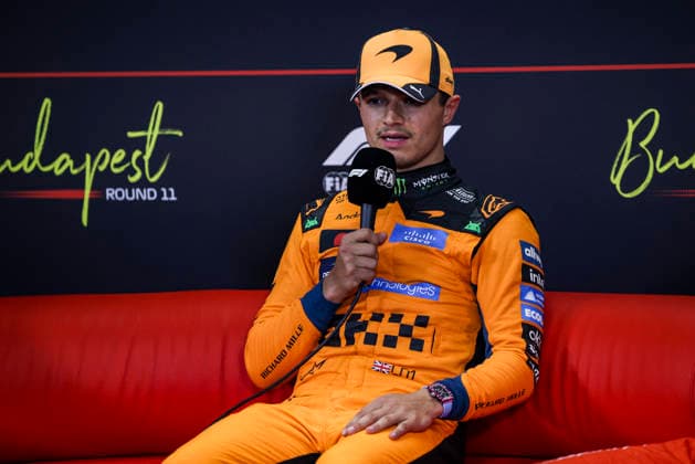 F1 - HUNGARIAN GRAND PRIX 2026 NORRIS Lando (gbr), McLaren F1 Team MCL40, portrait press conference, PK, Pressekonferenz during the Formula 1 Hungarian Grand Prix 2026, 11th round of the 2026 Formula One World Championship, WM, Weltmeisterschaft from July 24 to 26, 2026 on the Hungaroring, in Mogyorod near Budapest, Hungary - MogyorodHungary  Copyright: xXavixBonillax