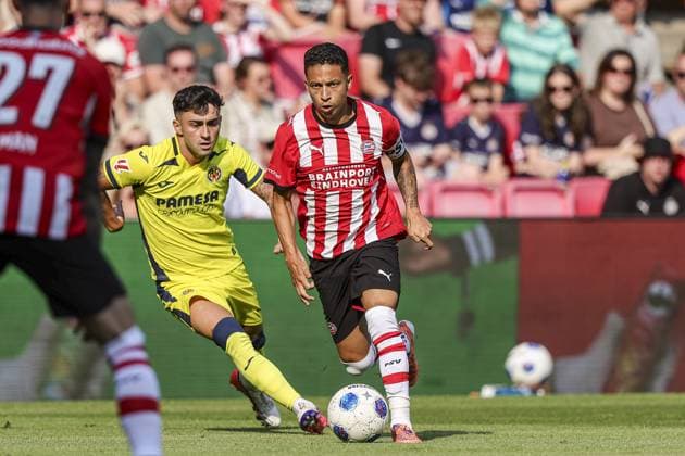 EINDHOVEN , 25-07-2025 , Philips stadium , season 2026 2027 , pre season friendly match , match between PSV and Villarreal CF , picture shows PSV Player Mauro Junior PSV - Villarreal (friendly)  x205199542x Copyright: