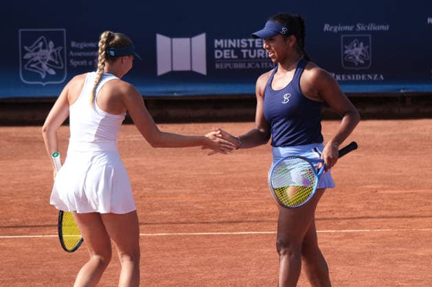 TENNIS - International Tennis Tournament - 37th Palermo Ladies Open Photo by IPA ABACAPRESS.COM86982173 - Palermo, Italy, July 2026. Country Time Club, Palermo Ladies Open 2026, a women s professional tennis tournament on the WTA, Tennis Damen 125 circuit. In the photo: Rasheeda Mcadoo and Adrien Nagy vs. Anastasia Tikhonova and Tamara Zidansek during the women s doubles final Palermo Italy  Copyright: xIPAxSport ABACAx