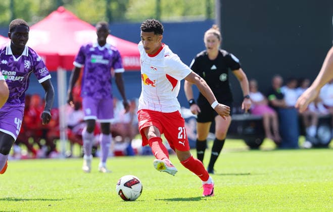 RB Leipzig Ð Ingolstadt Testspiel Leipzig, 25.07.2026, RBL Trainingszentrum, Fussball Testspiel , RB Leipzig vs. FC Ingolstadt 04 , Im Bild: Ayodele Thomas (21, RB Leipzig) , *** RB Leipzig vs. Ingolstadt Friendly Match, Leipzig, July 25, 2026, RBL Training Center, Soccer Friendly Match, RB Leipzig vs. FC Ingolstadt 04, Pictured: Ayodele Thomas 21, RB Leipzig, Picture Point