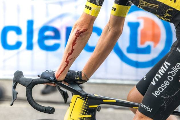 Cycling, Tour de France, Stage 20, dramatic crash involving Sepp Kuss