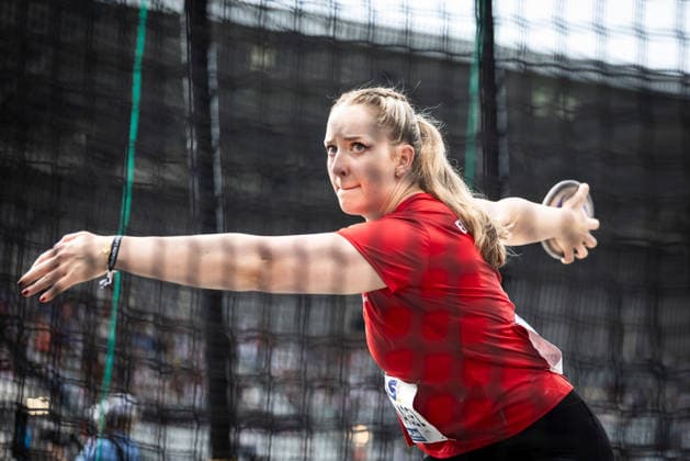 Deutsche Leichtathletik-Meisterschaften; Bochum-Wattenscheid, 25.07.2026 Leia Braunagel (Eintracht Frankfurt e.V.) im Diskuswurf der Frauen; Deutsche Leichtathletik-Meisterschaften am 25.07.2026 im Lohrheidestadion in Bochum-Wattenscheid (Nordrhein-Westfalen). *** German Track and Field Championships, Bochum-Wattenscheid, July 25, 2026: Leia Braunagel of Eintracht Frankfurt e.V. in the women’s discus throw at the German Track and Field Championships on July 25, 2026, at Lohrheidestadion in Bochum-Wattenscheid, North Rhine-Westphalia Copyright: xBEAUTIFULxSPORTS R.xSchmittx