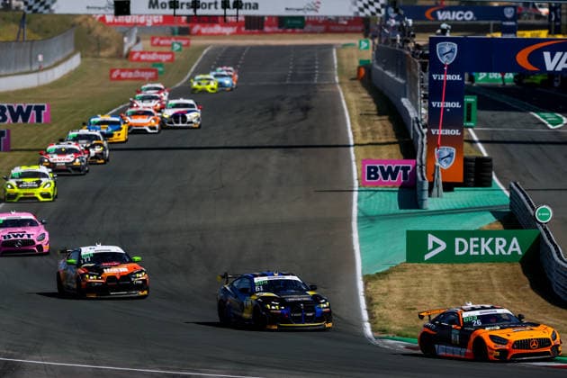 ADAC GT4 Germany, 5. + 6. Rennen Oschersleben 2026 26 Mercedes-AMG GT4, PROsport Racing: Marek Böckmann, Roman Fellner-Feldegg, 51 BMW M4 GT4 Evo, FK Performance Motorsport: Gabriele Piana, Benjamin Sylvestersson, 77 BMW M4 GT4 Evo, ME Motorsport: Linus Hahne, Philip Wiskirchen - picture by Gruppe C Photography Oschersleben Oschersleben Sachsen-Anhalt Germany Copyright: xGruppexCxPhotographyx