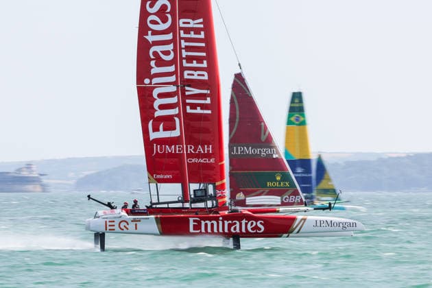 RECORD DATE NOT STATED 25th July 2026; Southsea Common, Portsmouth, Hampshire, England; Emirates Sail Great Britain Grand Prix, Day One; Emirates GBR SailGP Team in action HenningxvonxJagow