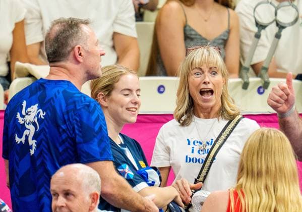 Kate & Gerry McCann - parents of Madeleine McCann who disappeared in 2007, arrive at the pool to watch their son Sean McCann - swimming for Scotland in the Men s 400m individual Freestyle Final with Sean s twin Amelie McCann. Glasgow 2026 Commonwealth Games, Day Three, Glasgow, Scotland, UK - 25 Jul 2026Glasgow Scotland United Kingdom  Copyright: xStuartxWallace Shutterstockx 17002359ak
