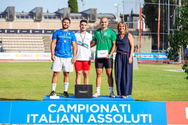 Podio Martello Uomini during the 2026 Italian Absolute Championships at the Stadium Luigi Ridolfi , Florence, Italy - July 25, 2026. - Athletics  Copyright: xx