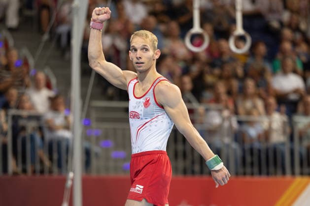 Deutsche Meisterschaften im Gerätturnen 2026, Gerätfinals Lucas Kochan (SC Cottbus ). Deutsche Meisterschaften im Gerätturnen, Gerätfinals, am 25. Juli 2026 in der ZAG-Arena in Hannover., Hannover Niedersachsen Deutschland ZAG Arena *** 2026 German Artistic Gymnastics Championships, Apparatus Finals: Lucas Kochan, SC Cottbus German Artistic Gymnastics Championships, Apparatus Finals, on July 25, 2026, at the ZAG Arena in Hanover, Hanover, Lower Saxony, Germany ZAG Arena
