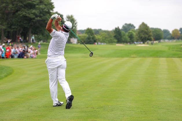 Hideki Matsuyama of Japan hits his tee shot on the third tee during the third round of the 2026 3M Open at TPC Twin Cities on July 25, 2026 in Blaine, Minnesota. CSM Golf 2026: PGA, Golf Herren 3M Open: Round 3  - ZUMAc04_ 20260725_zma_c04_016 Copyright: xStevenxGarciax