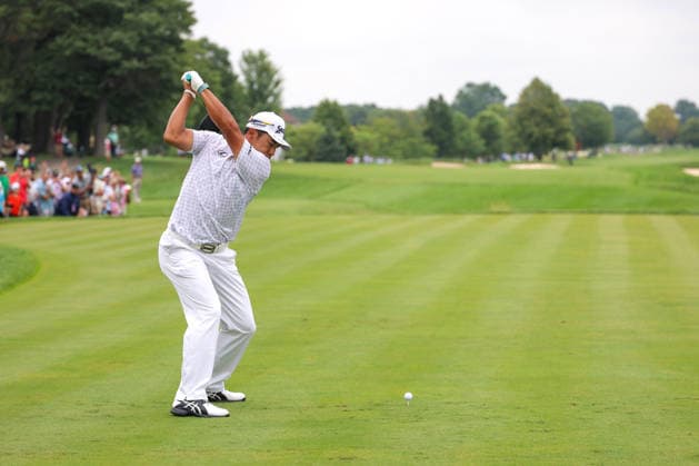 Hideki Matsuyama of Japan hits his tee shot on the third tee during the third round of the 2026 3M Open at TPC Twin Cities on July 25, 2026 in Blaine, Minnesota. CSM Blaine USA - ZUMAc04_ 20260725_zma_c04_010 Copyright: xStevenxGarciax