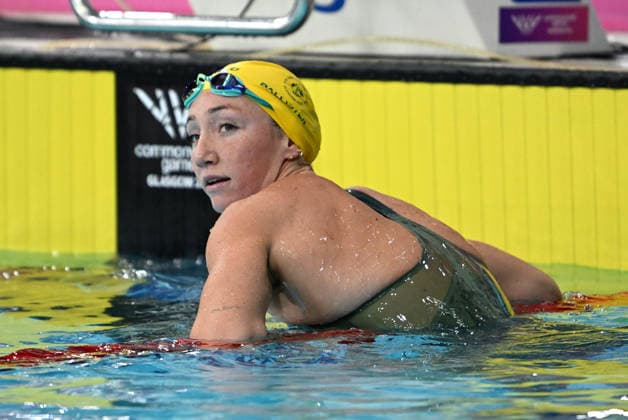 COM26 SWIMMING FINALS, Lani Pallister of Australia after winning silver in the Women™s 200m Freestyle Final at the Glasgow 2026 Commonwealth Games at the Tollcross International Swimming Centre in Glasgow, Scotland, Saturday, July 25, 2026. ( NO ARCHIVING, EDITORIAL USE ONLY Glasgow Scotland United Kingdom  Copyright: xDEANxLEWINSx 20260726192523690164