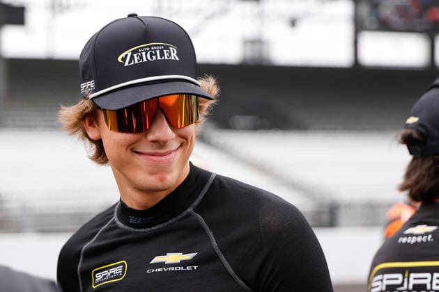 INDIANAPOLIS, IN - JULY 25: Carson Hocevar (77) Spire Motorsports Chevrolet SS on pit lane during qualifications for the NASCAR, Motorsport, USA Cup Series Brickyard 400 on July 25, 2026 at Indianapolis Motor Speedway in Indianapolis, IN. (Photo by Jeffrey Brown Icon Sportswire) AUTO: JUL 25 NASCAR Cup Series Brickyard 400 EDITORIAL USE ONLY Icon072526005400
