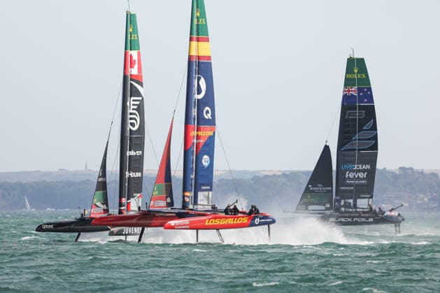 RECORD DATE NOT STATED 25th July 2026; Southsea Common, Portsmouth, Hampshire, England; Emirates Sail Great Britain Grand Prix, Day One; NorthStar SailGP Team (Canada) and Los Gallos SailGP Team (Spain) in action HenningxvonxJagow