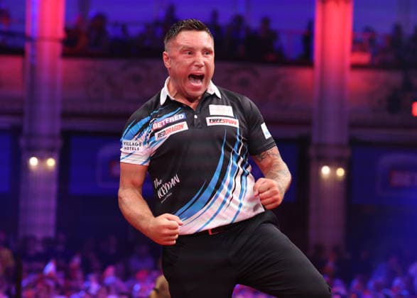 World Matchplay Darts 2026 Gerwyn Price during the World Matchplay darts at Winter Gardens, Blackpool, UK on 25 July 2026. Blackpool Winter Gardens UK Editorial use only , Copyright: xChrisxSargeantx PSI-24531-0004