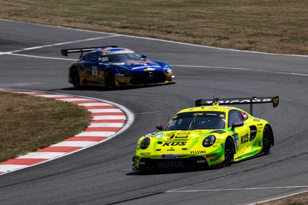 GER, DTM, 9. & 10. Lauf, Motorsport Arena Oschersleben 25.07.2026, Motorsport Arena, Oschersleben, GER, DTM, 9. & 10. Lauf, Motorsport Arena Oschersleben Thomas Preining, Manthey Porsche 911 GT3 R Evo, Maro Engel, Mercedes-AMG Team Winwward Mercedes-AMG GT3 Â Foto: Alexander Trienitz Oschersleben Motorsport Arena Sachsen-Anhalt Deutschland *** GER, DTM, Round 9 of 10, Motorsport Arena Oschersleben, July 25, 2026, Motorsport Arena, Oschersleben, GER, DTM, Round 9 of 10, Motorsport Arena Oschersleben: Thomas Preining, Manthey Porsche 911 GT3 R Evo; Maro Engel, Mercedes-AMG Team Winward Mercedes-AMG GT3. Photo by Alexander Trienitz, Oschersleben Motorsport Arena, Saxony-Anhalt, Germany