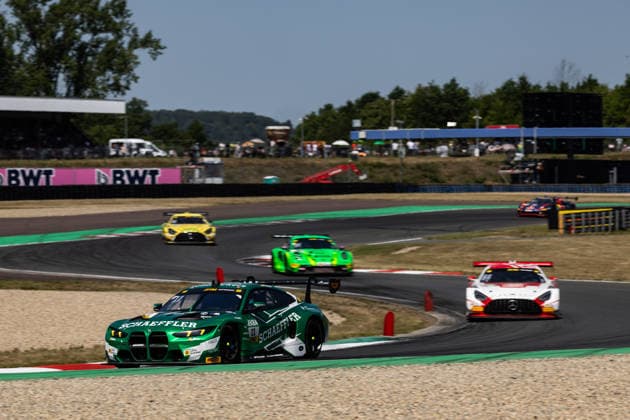 GER, DTM, 9. & 10. Lauf, Motorsport Arena Oschersleben 25.07.2026, Motorsport Arena, Oschersleben, GER, DTM, 9. & 10. Lauf, Motorsport Arena Oschersleben Marco Wittmann, Schubert Motorsport BMW M4 GT3 Evo, Tom Kalender, Mercedes-AMG Team Landgraf Mercedes-AMG GT3, Ricardo Feller, Manthey Porsche 911 GT3 R Evo Â Foto: Alexander Trienitz Oschersleben Motorsport Arena Sachsen-Anhalt Deutschland *** GER, DTM, Round 9 of 10, Motorsport Arena Oschersleben, July 25, 2026, Motorsport Arena, Oschersleben, GER, DTM, Round 9 of 10, Motorsport Arena Oschersleben: Marco Wittmann, Schubert Motorsport BMW M4 GT3 Evo; Tom Kalender, Mercedes-AMG Team Landgraf Mercedes-AMG GT3; Ricardo Feller, Manthey Porsche 911 GT3 R Evo. Photo by Alexander Trienitz, Oschersleben Motorsport Arena, Saxony-Anhalt, Germany