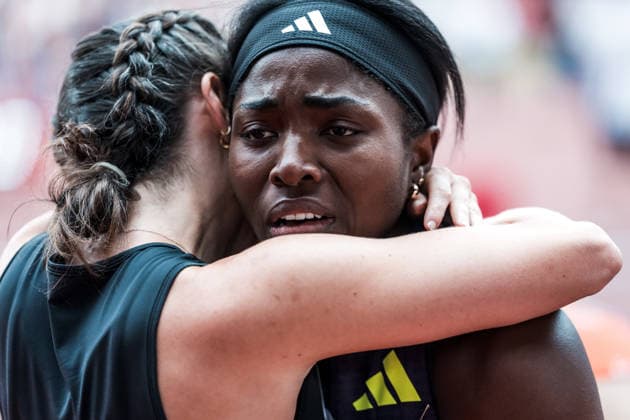 Swiss Athletics Championships, 25.07.2026 ZURICH, SWITZERLAND - JULY 25: Natacha Kouni (LC Zuerich) reacts after the semi final of the womens 100 m at the Swiss Athletics Championships on July 25, 2026 in Zurich, Switzerland. *** Swiss Athletics Championships, July 25, 2026, Zurich, Switzerland Natacha Kouni of LC Zurich reacts after the semifinal of the women s 100-meter dash at the Swiss Athletics Championships on July 25, 2026, in Zurich, Switzerland Copyright: xBEAUTIFULxSPORTS UlfxSchillerx