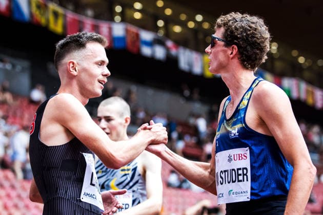 Swiss Athletics Championships, 25.07.2026 ZURICH, SWITZERLAND - JULY 25: Aarno Liebl (STB Leichtathletik) and Max Studer (LV Langenthal) after the 5000 m at the Swiss Athletics Championships on July 25, 2026 in Zurich, Switzerland. *** Swiss Athletics Championships, July 25, 2026, ZURICH, SWITZERLAND JULY 25 Aarno Liebl of STB Leichtathletik and Max Studer of LV Langenthal after the 5,000-meter race at the Swiss Athletics Championships on July 25, 2026, in Zurich, Switzerland Copyright: xBEAUTIFULxSPORTS UlfxSchillerx