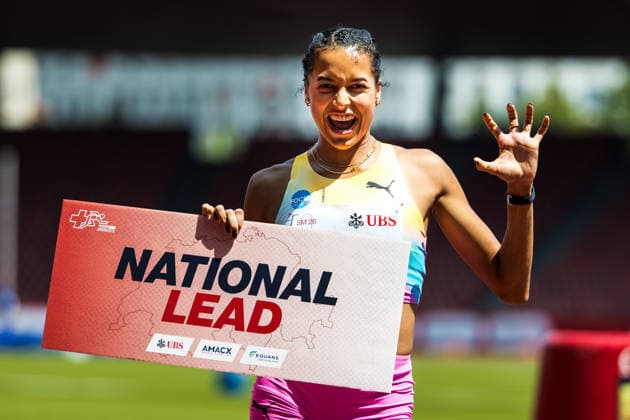 Swiss Athletics Championships, 25.07.2026 ZURICH, SWITZERLAND - JULY 25: Audrey Werro (CA Belfaux) poses after the womens 400 m at the Swiss Athletics Championships on July 25, 2026 in Zurich, Switzerland. *** Swiss Athletics Championships, July 25, 2026, Zurich, Switzerland. Audrey Werro of CA Belfaux poses after the women s 400-meter race at the Swiss Athletics Championships on July 25, 2026, in Zurich, Switzerland. Copyright: xBEAUTIFULxSPORTS UlfxSchillerx