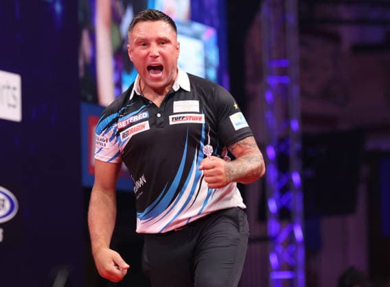 World Matchplay Darts 2026 Gerwyn Price during the World Matchplay darts at Winter Gardens, Blackpool, UK on 25 July 2026. Blackpool Winter Gardens UK Editorial use only , Copyright: xChrisxSargeantx PSI-24531-0015