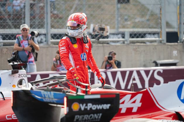 GP Formula 1 Hungary - Lewis Hamilton and Charles Leclerc - Budapest Ferrari driver Charles Leclerc (16) during post-qualifications interviews at the Hungaroring racetrack in Mogyorod near Budapest, Hungary, on July 25, 2026 ahead of the Formula One Hungarian Grand Prix. Photo by Alexis Jumeau ABACAPRESS.COM Budapest  Copyright: xJumeauxAlexis ABACAx