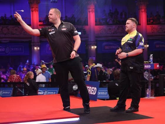 World Matchplay Darts 2026 Dirk van Duijvenbode during the World Matchplay darts at Winter Gardens, Blackpool, UK on 25 July 2026. Blackpool Winter Gardens UK Editorial use only , Copyright: xChrisxSargeantx PSI-24531-0039