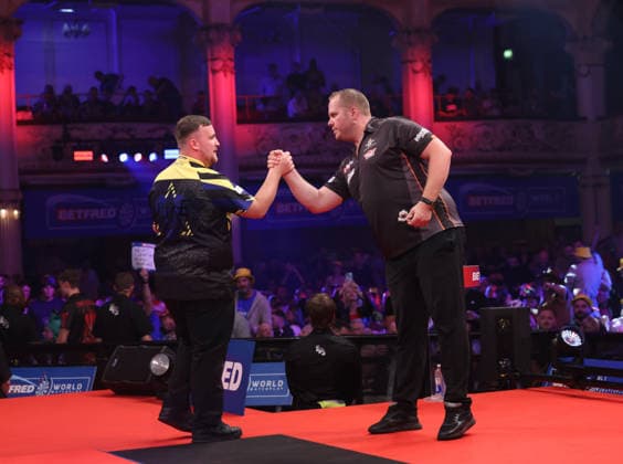 World Matchplay Darts 2026 Dirk van Duijvenbode during the World Matchplay darts at Winter Gardens, Blackpool, UK on 25 July 2026. Blackpool Winter Gardens UK Editorial use only , Copyright: xChrisxSargeantx PSI-24531-0040