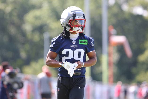July 25, 2026; Foxborough, MA, USA; New England Patriots cornerback Channing Canada (29) during Patriots training camp at Gillette Stadium. CSM Foxborough United States - ZUMAc04_ 20260725_zma_c04_191 Copyright: xAnthonyxNesmithx