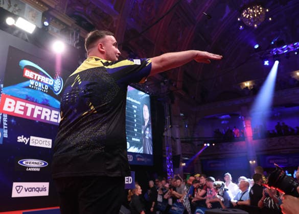 World Matchplay Darts 2026 Luke Littler during the World Matchplay darts at Winter Gardens, Blackpool, UK on 25 July 2026. Blackpool Winter Gardens UK Editorial use only , Copyright: xChrisxSargeantx PSI-24531-0055