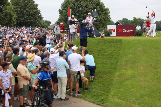 July 25, 2026, Blaine, Minnesota, United States: HIDEKI MATSUYAMA drives the ball at hole seven. This is the third day of the at TPC Twin Cities in Blaine Minnesota. Blaine United States - ZUMAt166 20260725_zsp_t166_033 Copyright: xMichaelxTurnerx