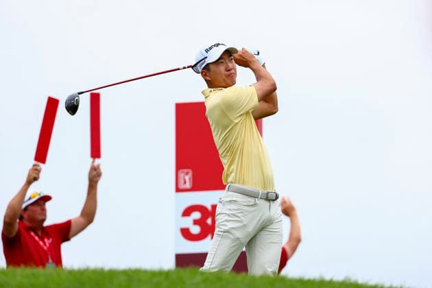 July 25, 2026, Blaine, Minnesota, United States: MICHAEL KIM watches his drive at hole one. This is the third day of the at TPC Twin Cities in Blaine Minnesota. Blaine United States - ZUMAt166 20260725_zsp_t166_036 Copyright: xMichaelxTurnerx