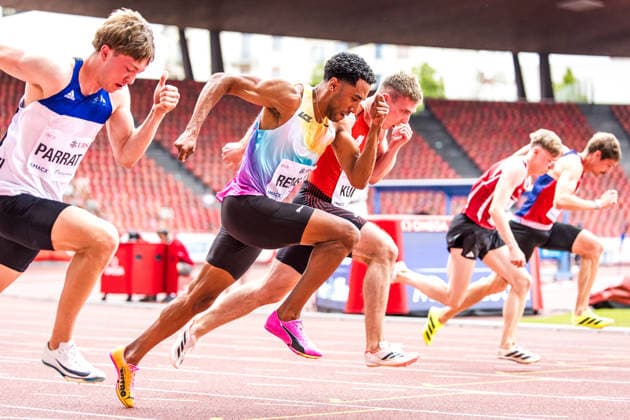 Swiss Athletics Championships, 25.07.2026 ZURICH, SWITZERLAND - JULY 25: William Jeff Reais (LC Zuerich) competes in the 100 m at Swiss Athletics Championships on July 25, 2026 in Zurich, Switzerland. *** Swiss Athletics Championships, July 25, 2026, Zurich, Switzerland. William Jeff Reais of LC Zurich competes in the 100-meter dash at the Swiss Athletics Championships on July 25, 2026, in Zurich, Switzerland. Copyright: xBEAUTIFULxSPORTS UlfxSchillerx