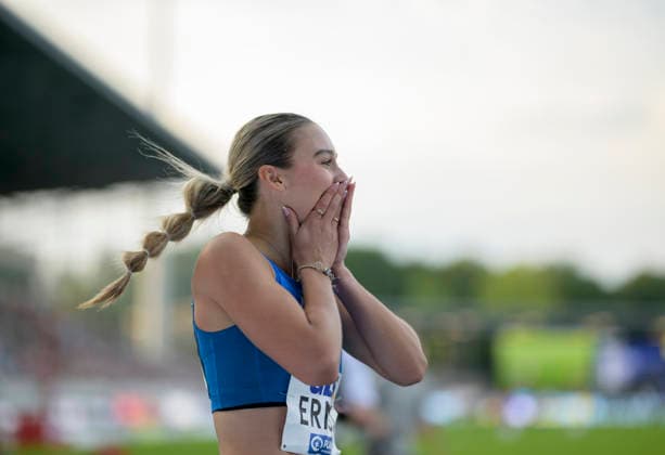 Jubel Siegerin ERNST Jolina. Finale 100m der Frauen, am 25.07.2026 Leichtathletik Deutschen Meisterschaften vom 25.07.- 26.07.2026 in Bochum-Wattenscheid Deutschland. Lohrheidestadion *** Jolina Ernst, the jubilant winner of the women s 100-meter final on July 25, 2026, at the German Track and Field Championships held from July 25 to July 26, 2026, in Bochum-Wattenscheid, Germany, at Lohrheidestadion