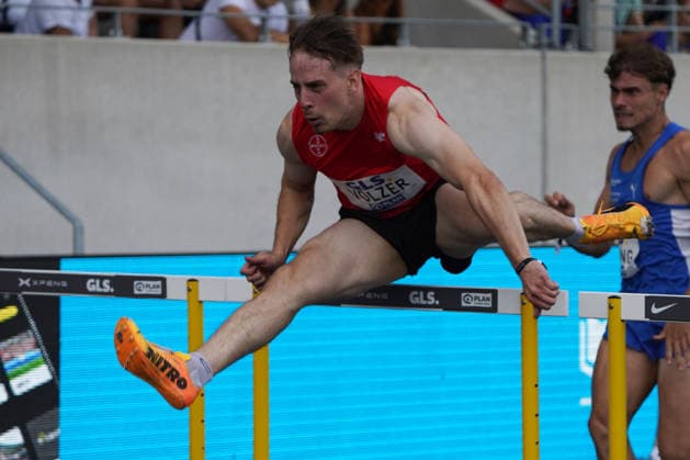 Leichtathletik, Athletics, Track and Field,, Leichtathletik DM 2026 , 25.07-26.07.2026, Lohrheidestadion Bochum-Wattenheid 110m Hürden Männer Stefan Volzer TSV Bayer 04 Leverkusen Copyright Gladys Chai von der Laage *** Track and Field, Athletics, Track and Field, 2026 German Track and Field Championships, July 25–26, 2026, Lohrheidestadion, Bochum, Wattenheid, Men’s 110m Hurdles, Stefan Volzer, TSV Bayer 04 Leverkusen, Copyright Gladys Chai von der Laage