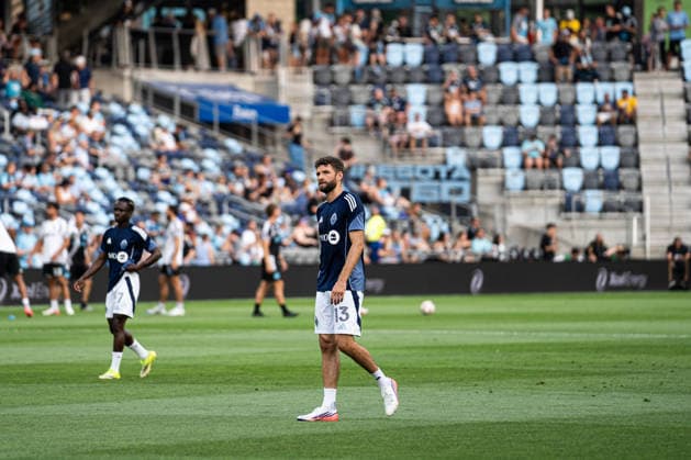 Minnesota United FC (USA) playing against Vancouver Whitecaps FC (USA) in the MLS, Fussball Herren, USA in Minneapolis at the Allianz Field on July 25th 2026, regular season 2026 Thomas Mueller (Vancouver Whitecaps FC, 13) beim Aufwaermen Minneapolis Allianz Field Minnesota United States of America *** Minnesota United FC (USA) vs. Vancouver Whitecaps FC (USA) in the MLS at Allianz Field in Minneapolis on July 25, 2026, 2026 regular season. Thomas Mueller of the Vancouver Whitecaps FC, No. 13, during warm-ups at Allianz Field in Minneapolis, Minnesota, United States of America