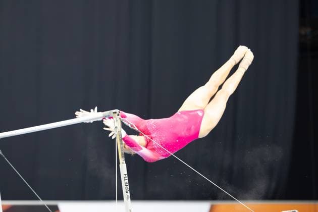 DM Finals 2026; Gerätfinals Frauen Stufenbarren***Lea Marie Quaas bei ihrer Übung *** 2026 DM Finals Women s Apparatus Finals: Uneven Bars***Lea Marie Quaas performing her routine Copyright: xUdoxHerrmannx