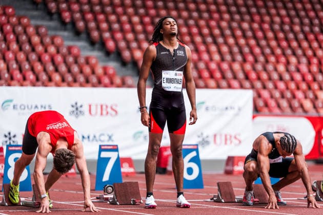 Swiss Athletics Championships, 25.07.2026 ZURICH, SWITZERLAND - JULY 25: Emile Mumenthaler (CHP Geneve) prepares for the 100 m at the Swiss Athletics Championships on July 25, 2026 in Zurich, Switzerland. *** Swiss Athletics Championships, July 25, 2026, ZURICH, SWITZERLAND July 25: Emile Mumenthaler of CHP Geneva prepares for the 100-meter race at the Swiss Athletics Championships on July 25, 2026, in Zurich, Switzerland Copyright: xBEAUTIFULxSPORTS UlfxSchillerx