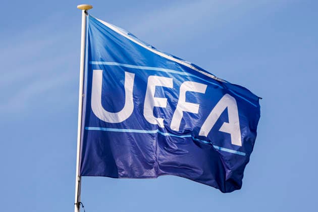 ENSCHEDE, NETHERLANDS - JULY 23: general view of the UEFA flag seen prior the UEFA Europa League 2026 27 second qualifying round first leg match between FC Twente and Ferencvaros at FC Twente Stadium on July 23, 2026 in Enschede, Netherlands.  Copyright: xMTB-Photo MB-Mediax