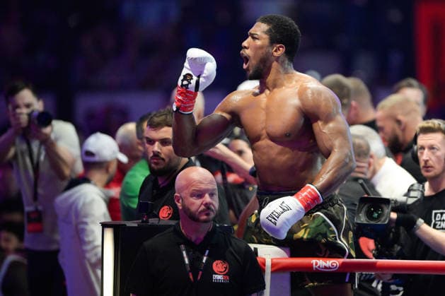 JEDDAH, SAUDI ARABIA - JULY 25: Anthony Joshua celebrates after knocking out Kristian Prenga (not pictured) during the Heavyweight contest fight between Anthony Joshua and Kristian Prenga in the Anthony Joshua v Kristian Prenga: The Comeback fight night at Jeddah Superdome on July 25, 2026 in Jeddah, Saudi Arabia.  Copyright: xKhalidxAlhaj MBxMediax