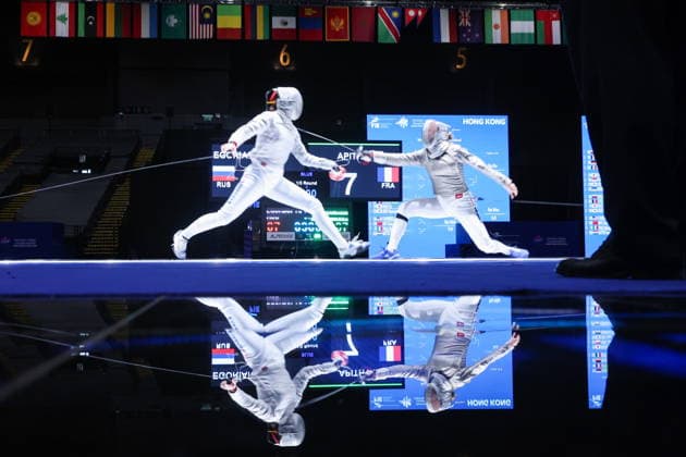 CHINA, HONG KONG - JULY 26, 2026: Russia s Yana Yegoryan (L) and France s Manon Apithy compete in the ladies individual sabre event at the 2026 Kerry Fencing World Championships 2026 Fencing World Championships In Hong Kong  - ZUMAt113 20260726_zaa_t113_018 Copyright: xMikhailxSinitsynx