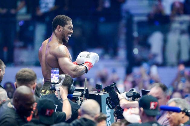 JEDDAH, SAUDI ARABIA - JULY 25: Anthony Joshua celebrates after knocking out Kristian Prenga (not pictured) during the Heavyweight contest fight between Anthony Joshua and Kristian Prenga in the Anthony Joshua v Kristian Prenga: The Comeback fight night at Jeddah Superdome on July 25, 2026 in Jeddah, Saudi Arabia.  Copyright: xKhalidxAlhaj MBxMediax