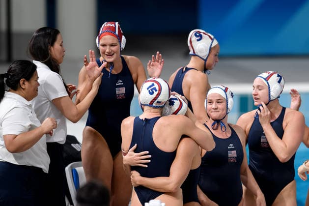 Water polo, Wasserball WORLD CUP, USA celebrate the win during the Women™s Gold Medal Water Polo World Cup Final match between United States and Spain at Sydney Olympic Park Aquatic Centre in Sydney, Sunday, July 26, 2026. ( NO ARCHIVING, EDITORIAL USE ONLY SYDNEY NEW SOUTH WALES AUSTRALIA  Copyright: xSTEVENxMARKHAMx 20260726120108506814